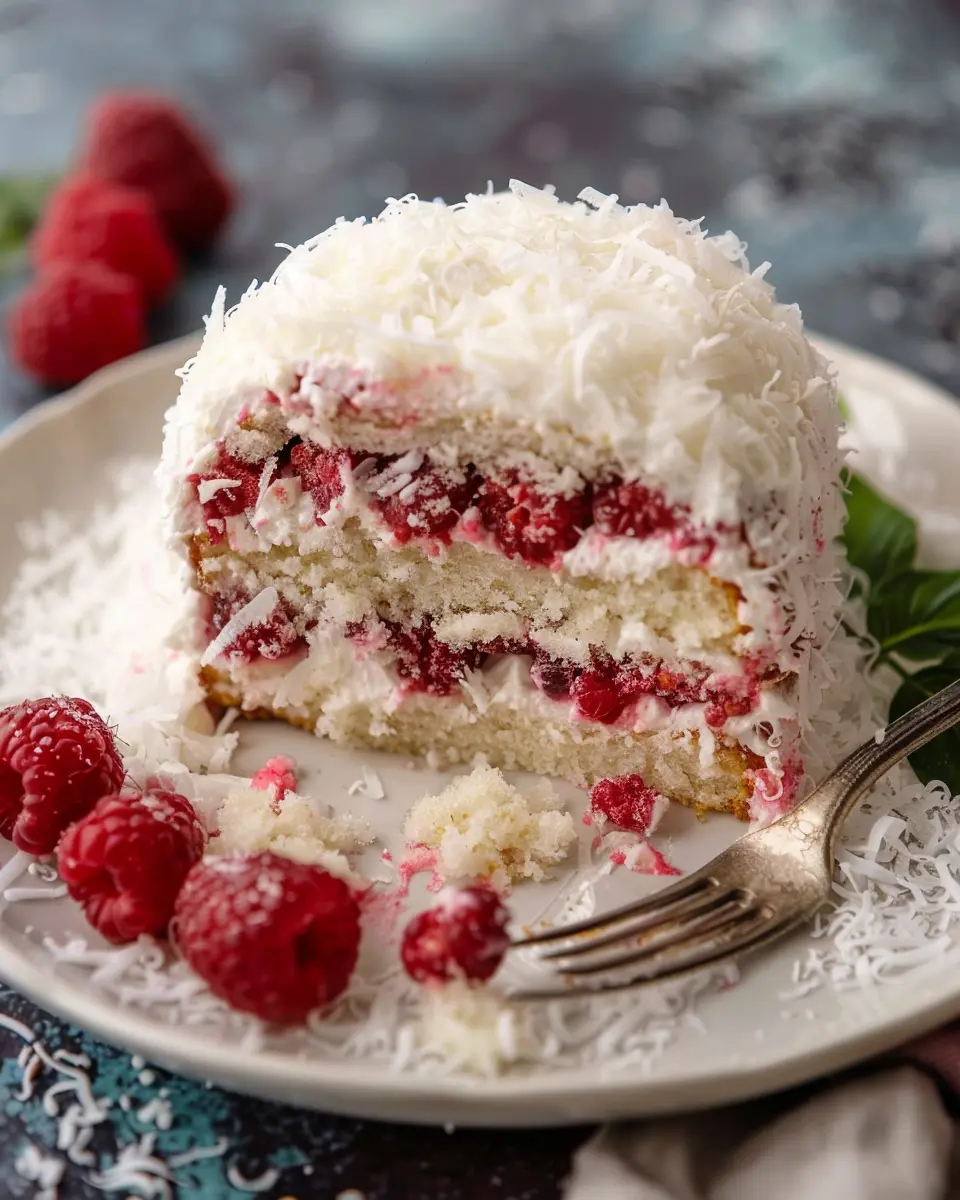 Raspberry Surprise Coconut Snowball Cake: An Easy Delight to Share