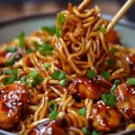 Sticky Garlic Chicken Noodles Recipe