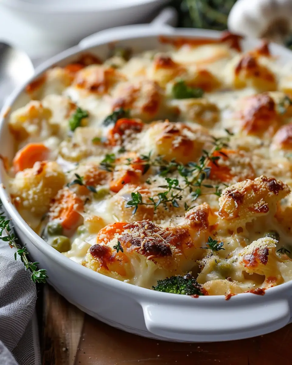 Creamy Winter Vegetable Casserole with Turkey Bacon Delight