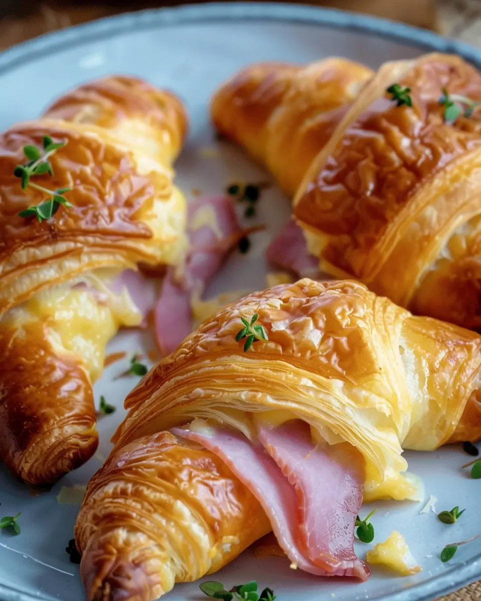 Baked Ham and Cheese Croissants with Turkey Bacon Bliss