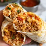 Cheesy Ground Chicken and Rice Burritos