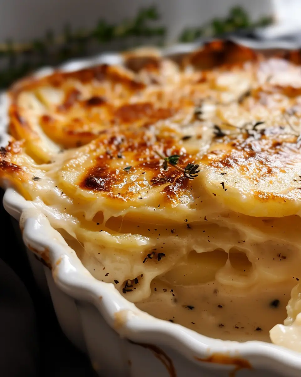 Old Fashioned Scalloped Potatoes with Turkey Bacon and Chicken Ham