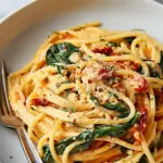 Spaghetti & Spinach with Sun-Dried Tomato Cream Sauce