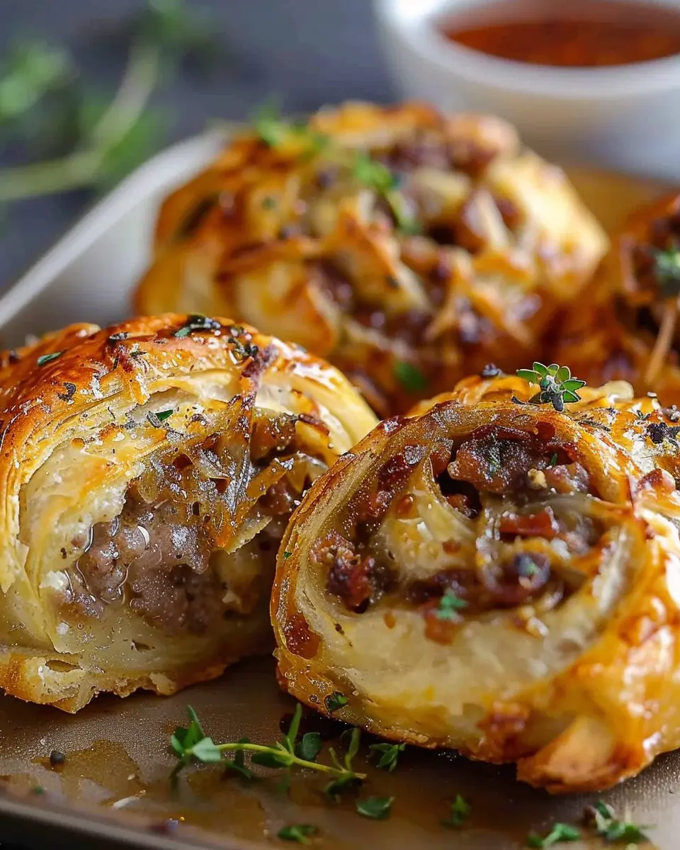 Savory French Onion Sausage Rolls: Golden, Flaky &amp; Irresistibly Delicious