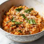 Creamy Tomato Ground Beef Orzo